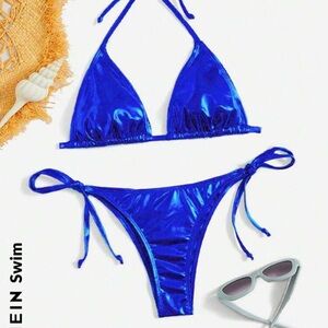 Metallic blue bathing suit